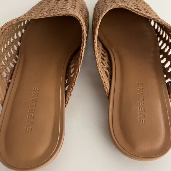NEW Everlane The Leather Day Mule slip-on / light taupe woven / size 8 - Picture 3 of 7